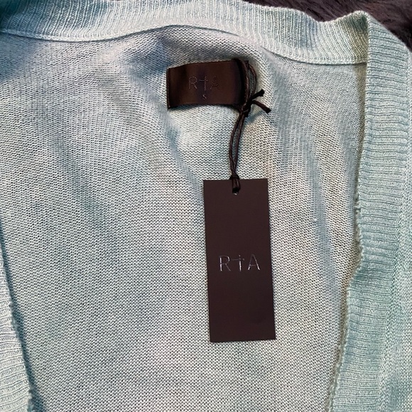 RTA DENIM Distressed Trim Cashmere Knit Cardigan - Picture 7 of 12